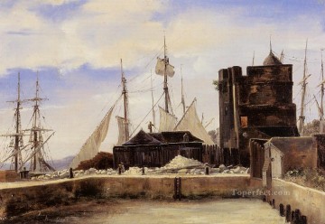 Jean Baptiste Camille Corot Painting - Honfleur The Old Wharf plein air Romanticism Jean Baptiste Camille Corot